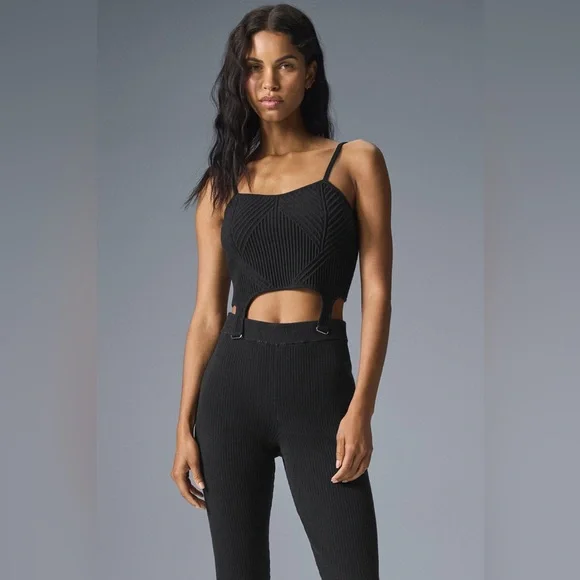 ALO Yoga Denim Knit Garter Tank in Muave Size Small - Picture 5 of 8